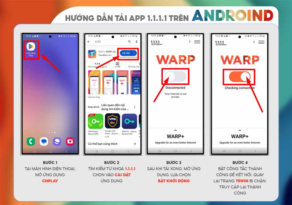 Hướng dẫn tải app 1-1-1-1 trên Android